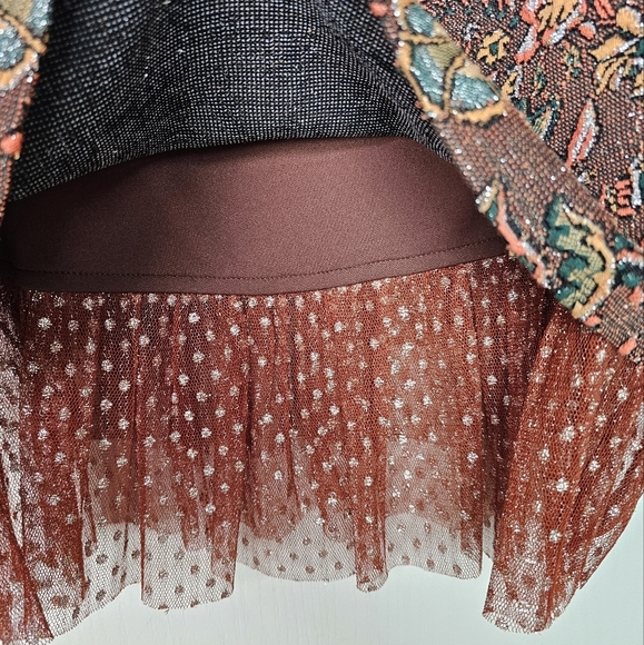 Anthropologie Eva Franco Brown Floral Jacquard Tulle Sleeveless Top SMALL - Picture 9 of 14